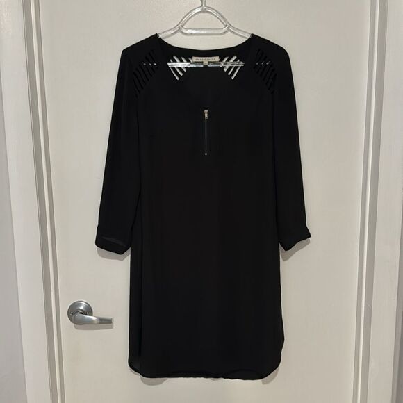 DANIEL RANIN Black lined dress zip up cut out detail on shoulders M - Picture 1 of 8